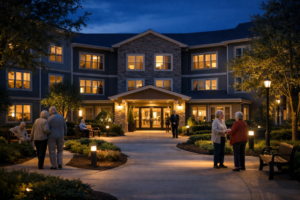 Evening strolls at the senior community